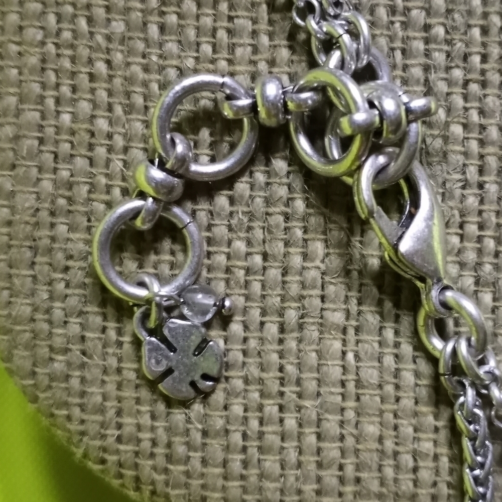 Silvertone abalone large pendant necklace lucky brand - Picture 7 of 7